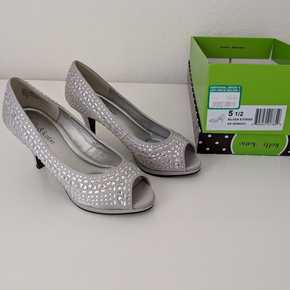 Kelly & Katie Silver Rhinestone Heels